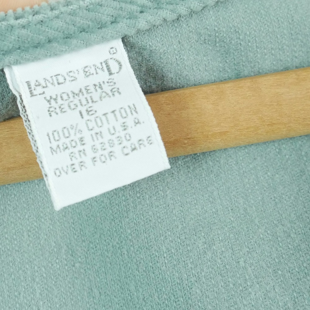 Vintage Lands End Corduroy Midi Dress Button Front Pockets 16 Pinafore Teacher - Picture 3 of 7